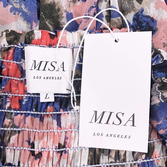 🚨Misa Los Angeles X Revolve NEW Womens Size Large Dallin Dress Tie Dye Floral - Picture 11 of 12